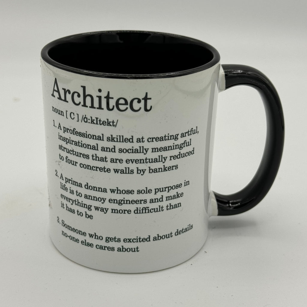 Ceramic mug - white and black - architect gift
