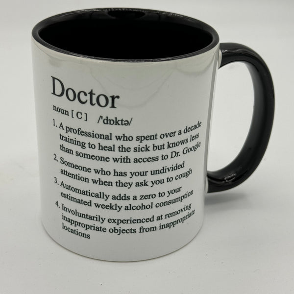 Ceramic mug - white and black - doctor gift