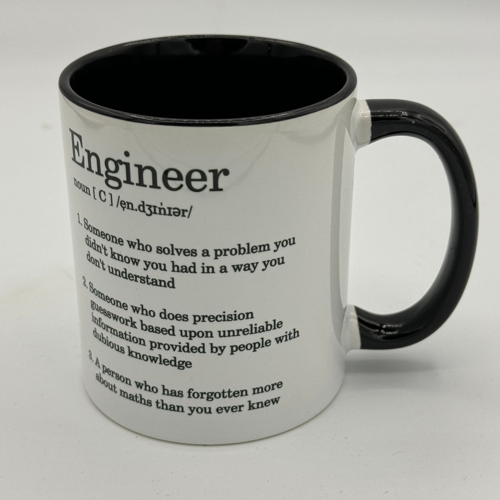Ceramic mug - white and black - engineer gift