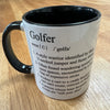 Ceramic mug - white and black - golfer gift