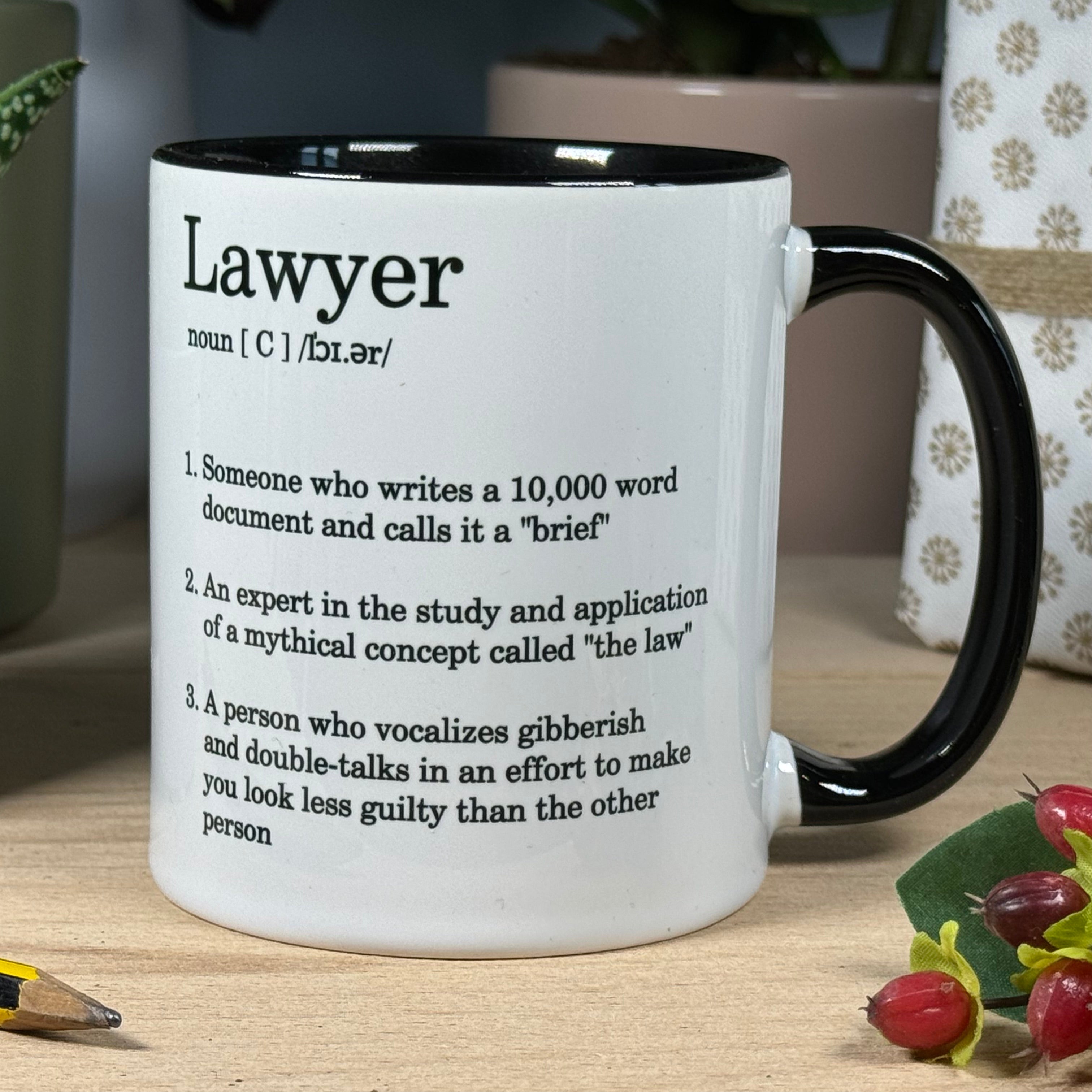 Ceramic mug - white and black - lawyer gift