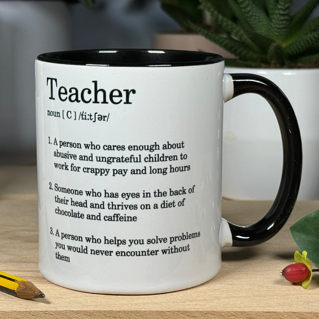 Ceramic mug - white and black - teacher gift