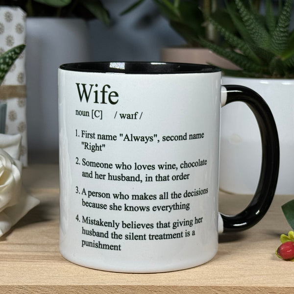 Ceramic mug - white and black - wedding gift - wife