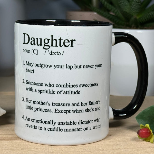 Ceramic mug - white and black - daughter gift