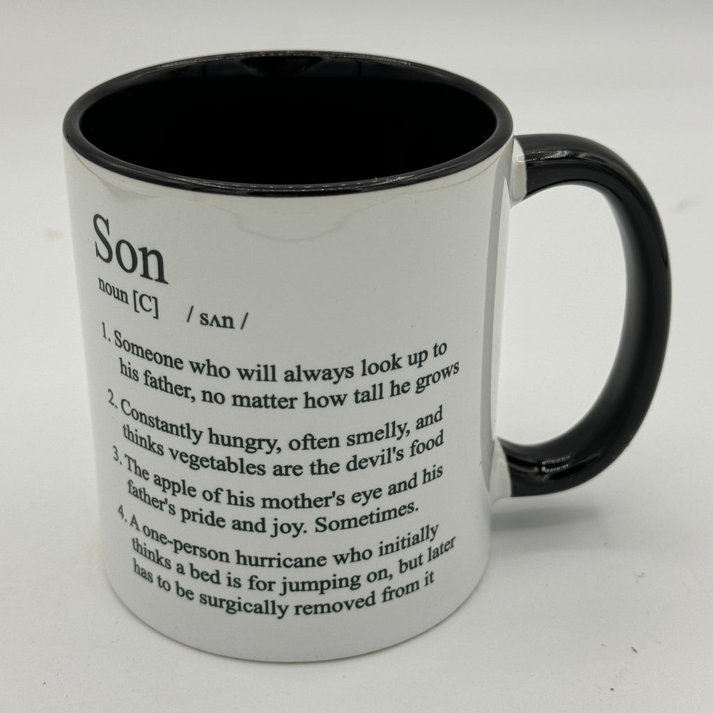 Ceramic mug - white and black - son gift