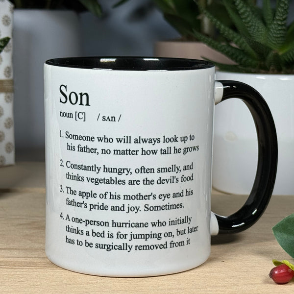 Ceramic mug - white and black - son gift