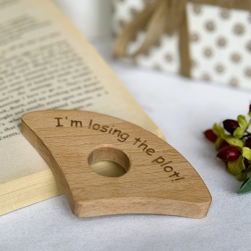 Wooden thumb book holder gift - I'm losing the plot