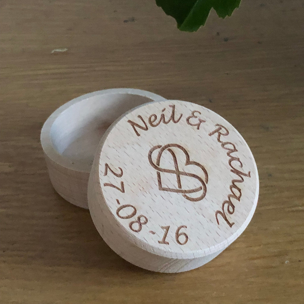 Wooden ring trinket box - personalised