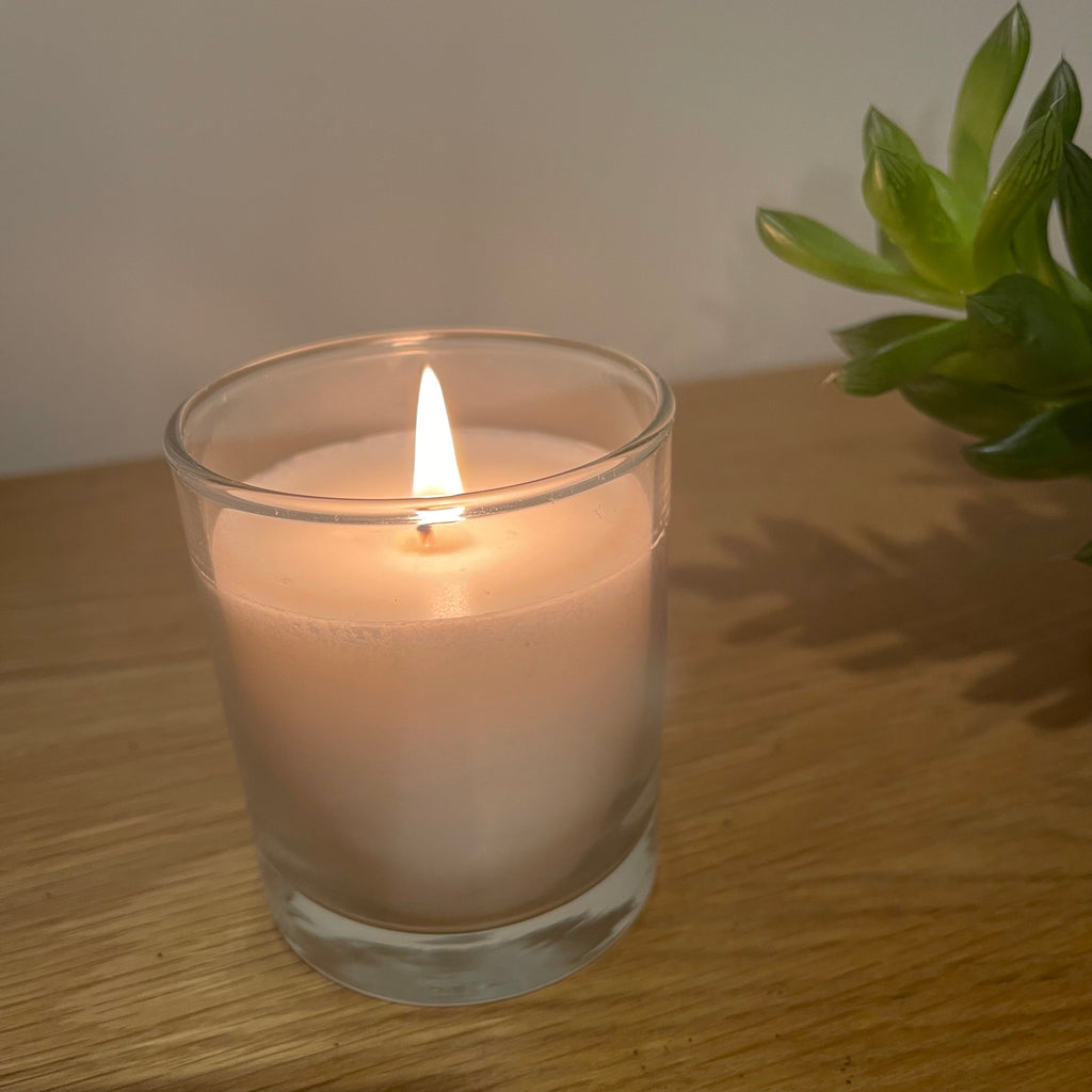 Handmade vegan candle - 20 cl glass - lit