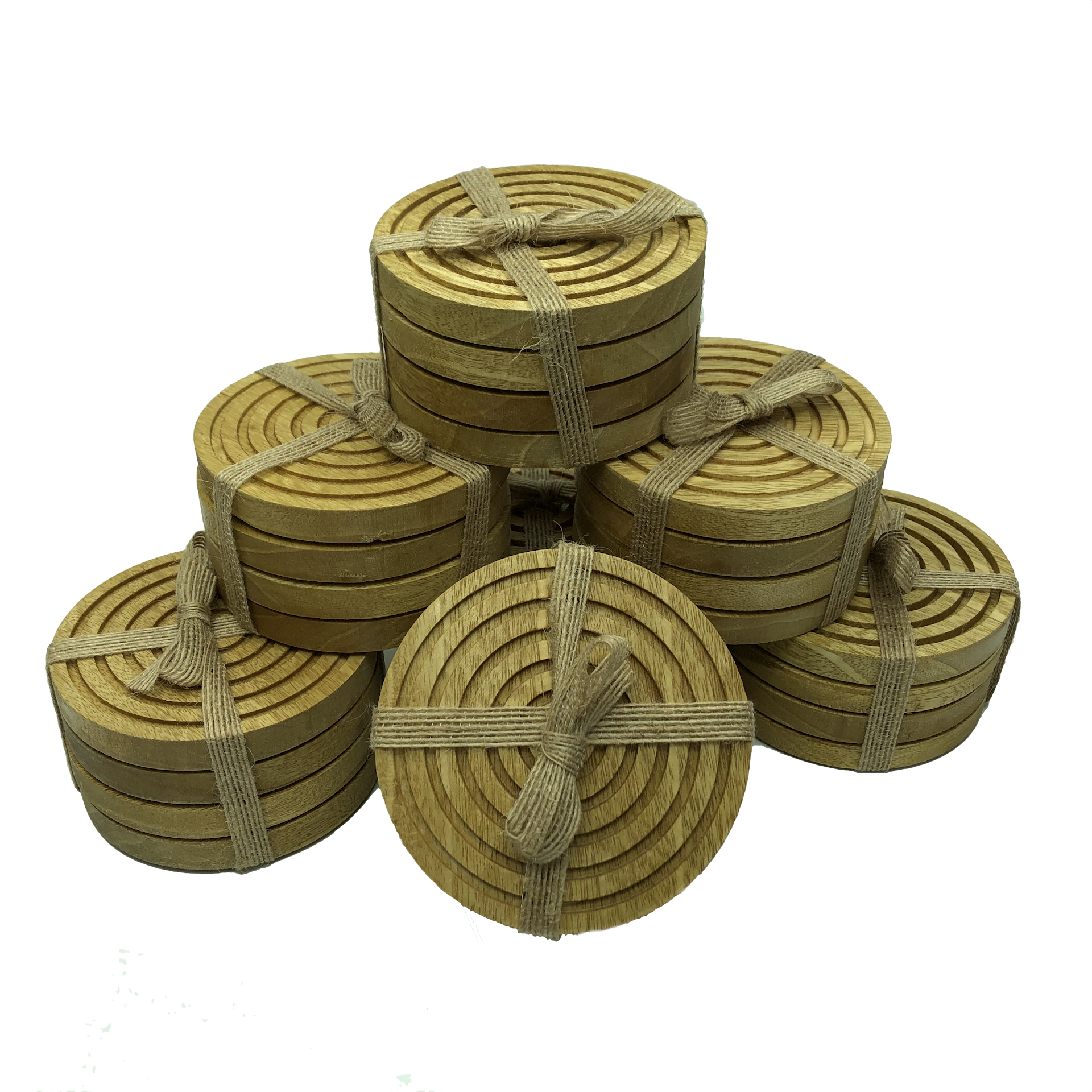 Solid idigbo wooden coasters - stack of 6 sets