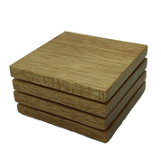 Square wooden meranti coasters - stack of four