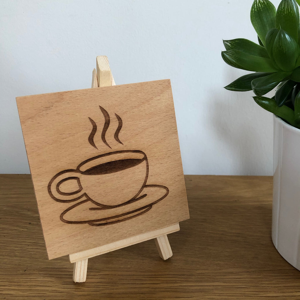 Wooden coaster - coffee cup