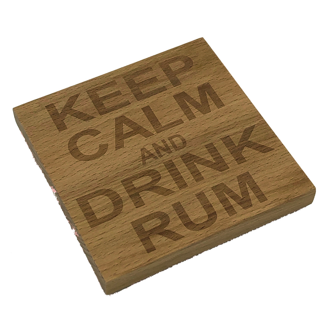Wooden coaster - keep calm and drink rum