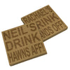 Wooden coaster - personalised hawns aff or hands off