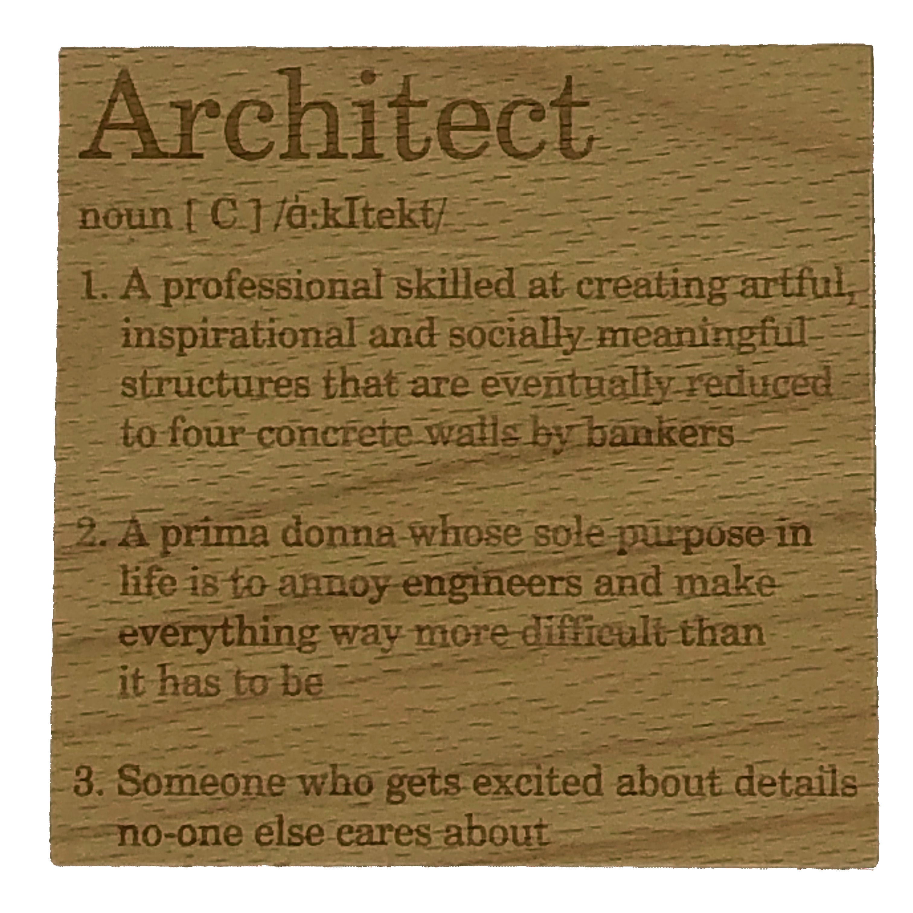 Wooden coaster gift - occupation - architect