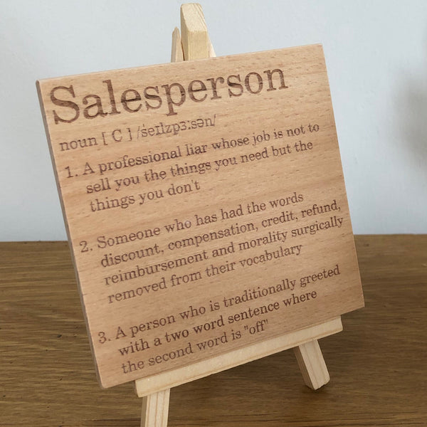 Wooden coaster - occupation - salesperson