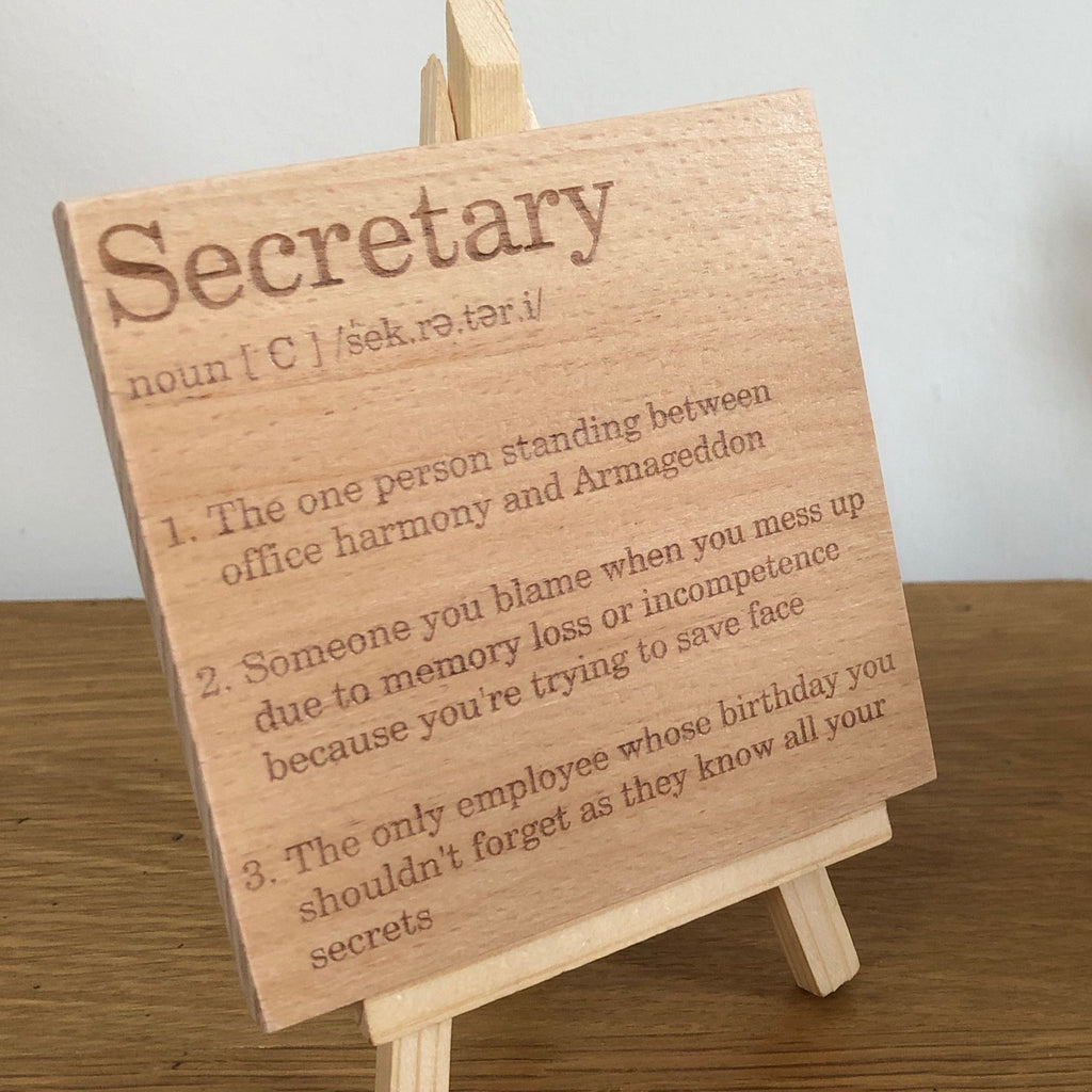 Wooden coaster - occupation - secretary