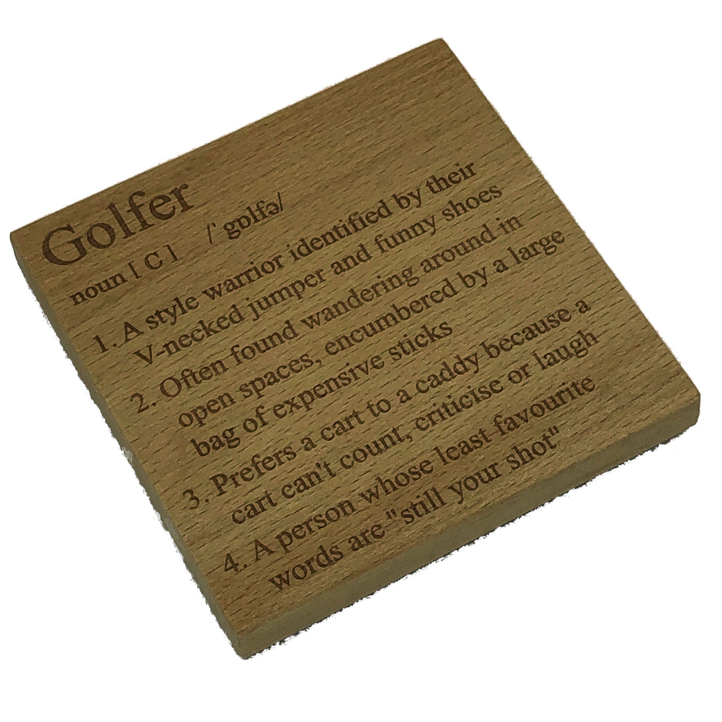 Wooden coaster - golfer definition