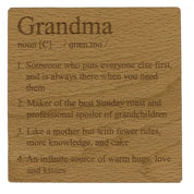 Wooden coaster gift for grandma - definition - varnished for protection