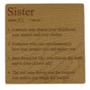 Wooden coaster gift for sister - definition - varnished for protection