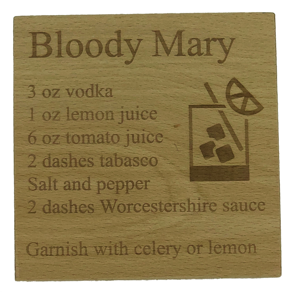 Wooden coaster - cocktails - bloody mary