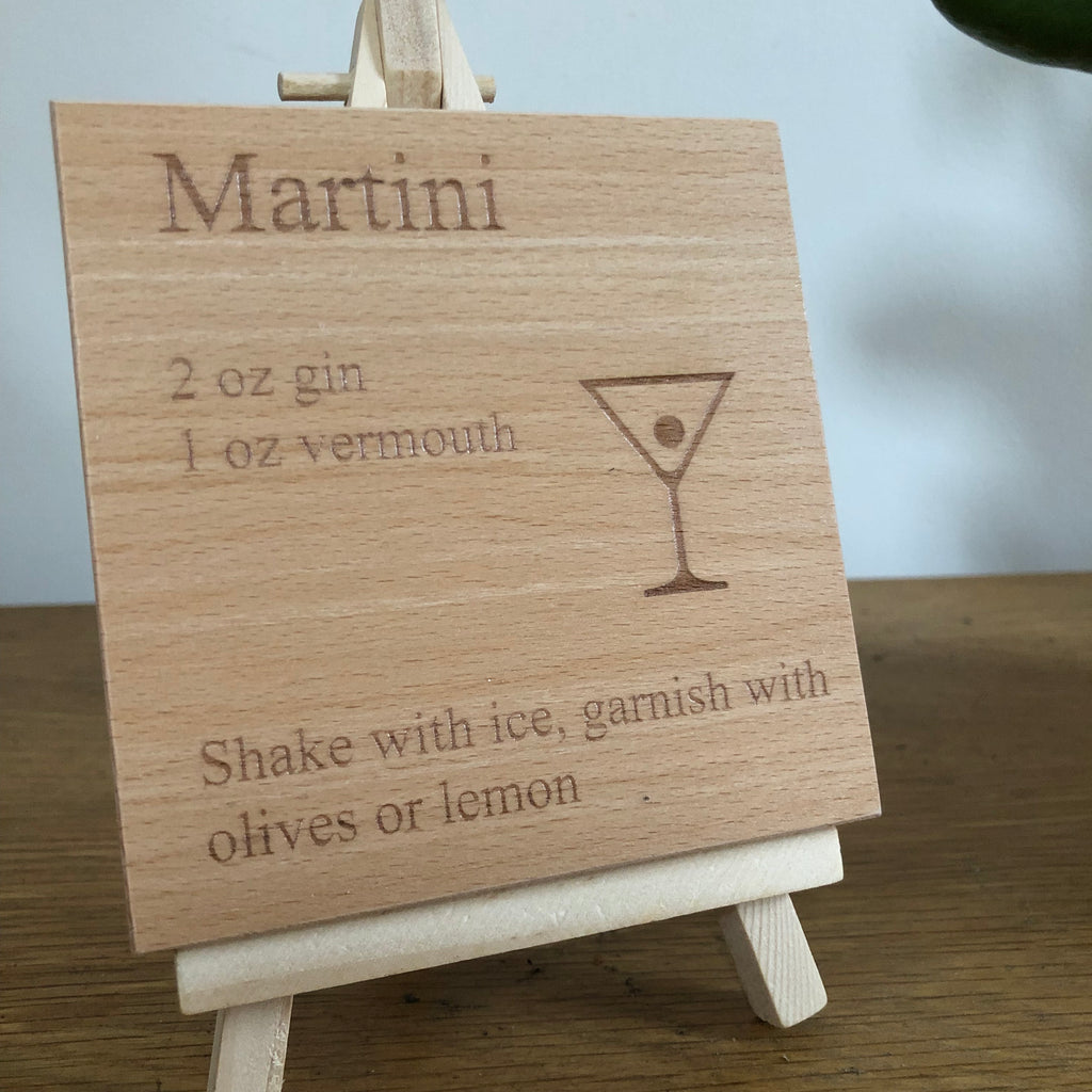 Wooden coaster - cocktails - martini