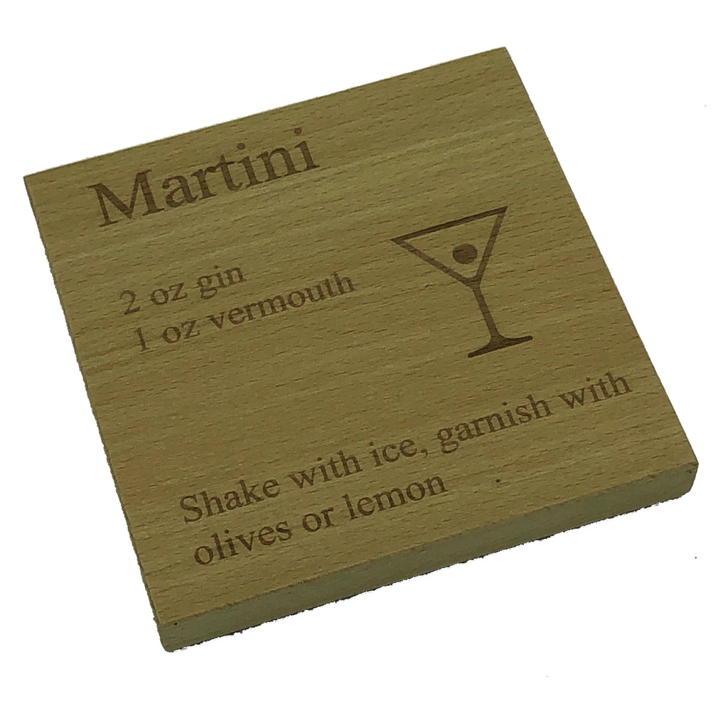 Wooden coaster - cocktails - martini