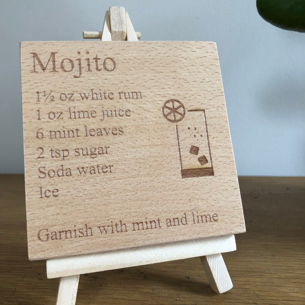 Wooden coaster - cocktails - mojito