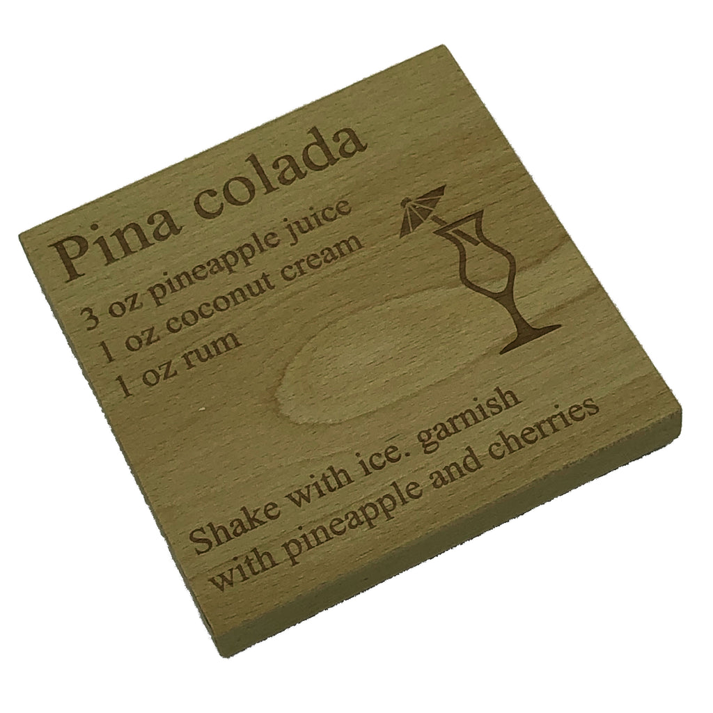 Wooden coaster - cocktails - pina colada