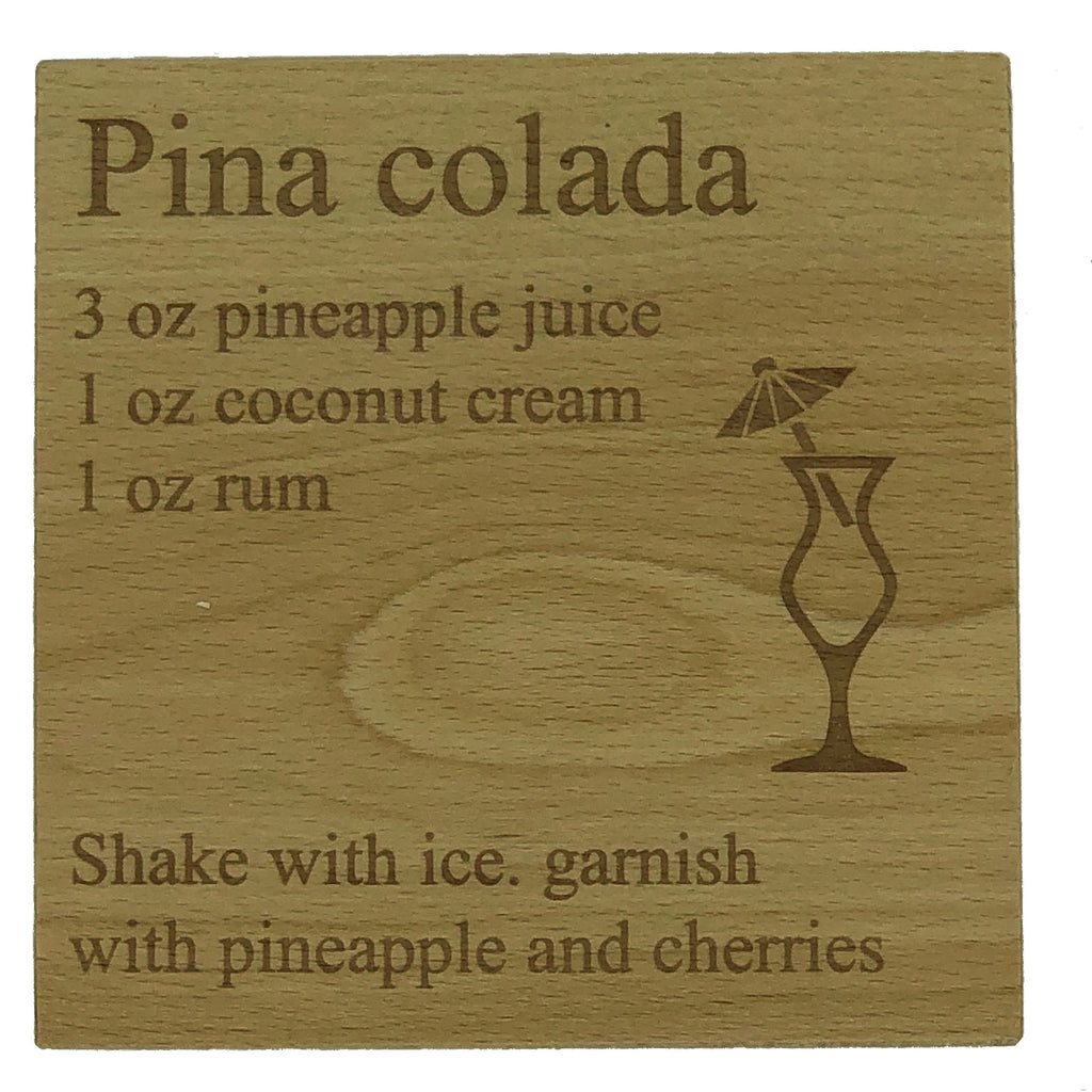 Wooden coaster - cocktails - pina colada