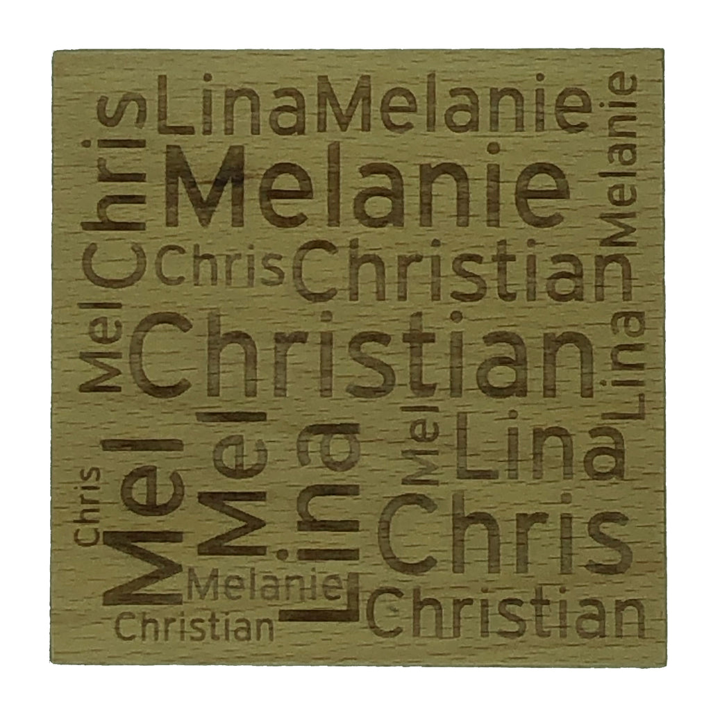 Personalised coaster - word art family