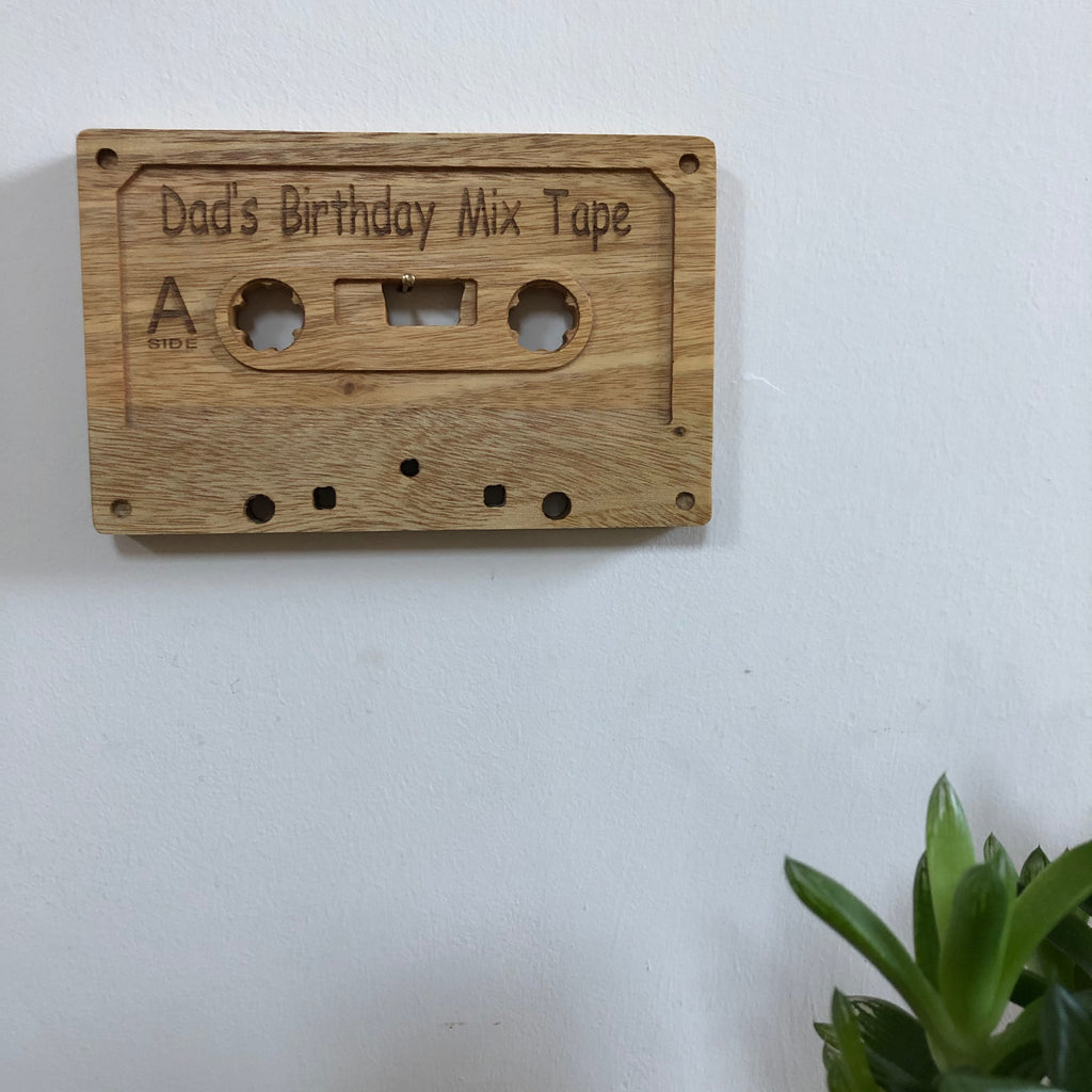 Wooden cassette - Dad's birthday mix tape