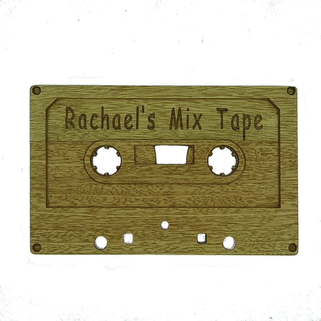 Wooden cassette - personalised - Rachael's mix tape