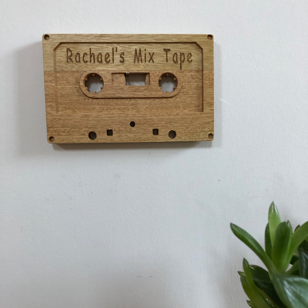 Wooden cassette - personalised - Rachael's mix tape