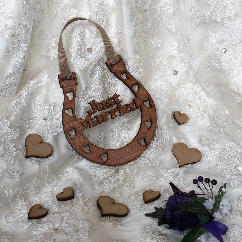 Wooden horseshoe - wedding - just married