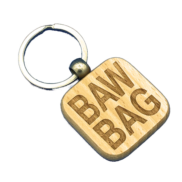 Wooden keyring - Scottish banter - bawbag