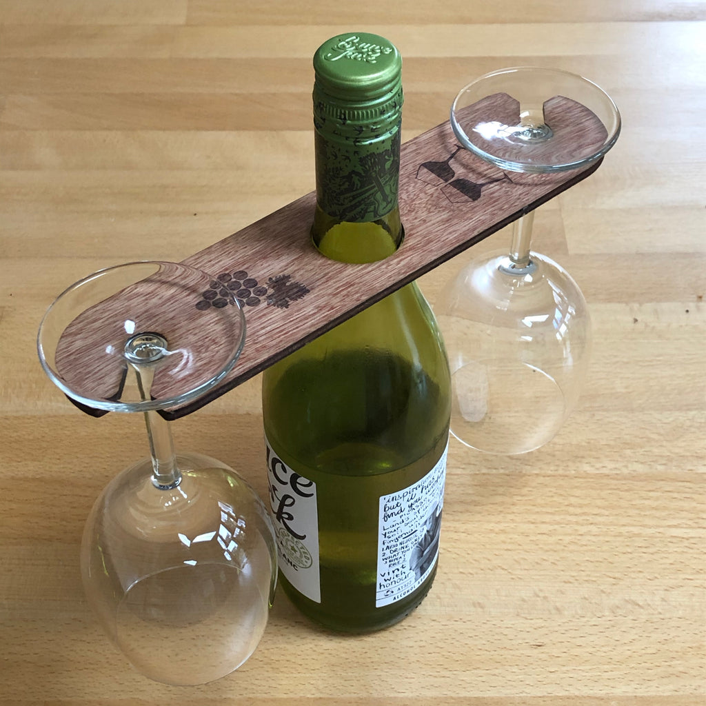 Wooden wine glass holder