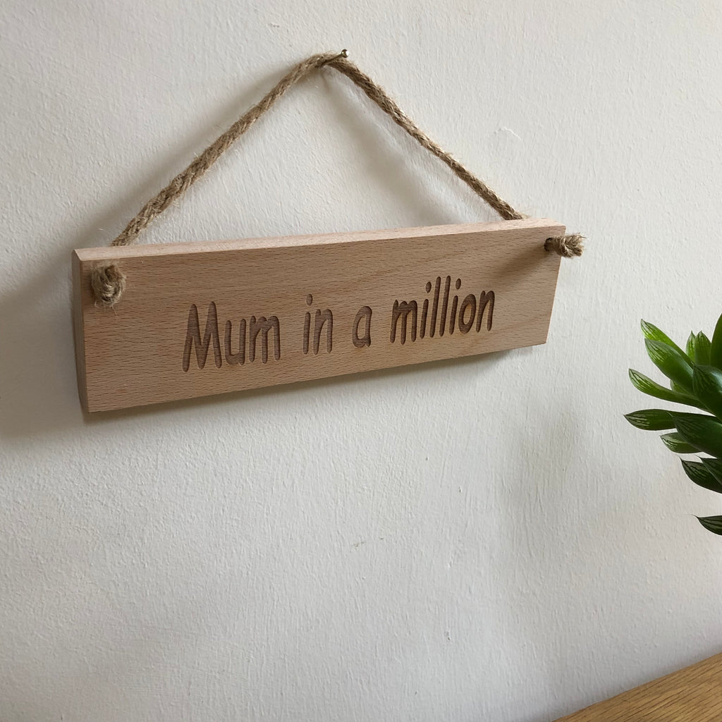 Wooden hanging plaque - mothers day - mum in a million
