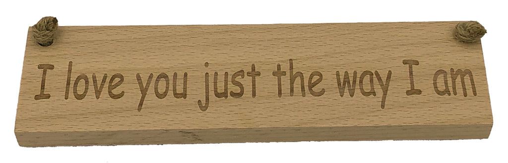 Wooden hanging plaque - I love you just the way I am